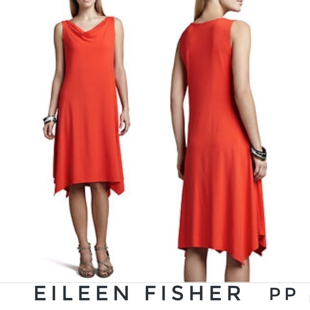 NEW Eileen Fisher Knit Dress Lagenlook sleeveless draped neck Jersey XS Petite